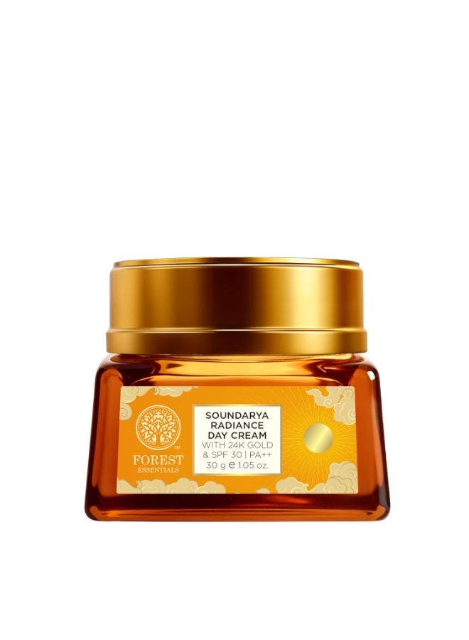 Forest Essentials فورست إيسينشيلز أفضل كريم نهاري ساونداريا راديانس مع 24K ذهب و SPF 30 PA++ | مرطب مضاد للشيخوخة لبشرة متوهجة | لجميع أنواع البشرة 30g - Image 1